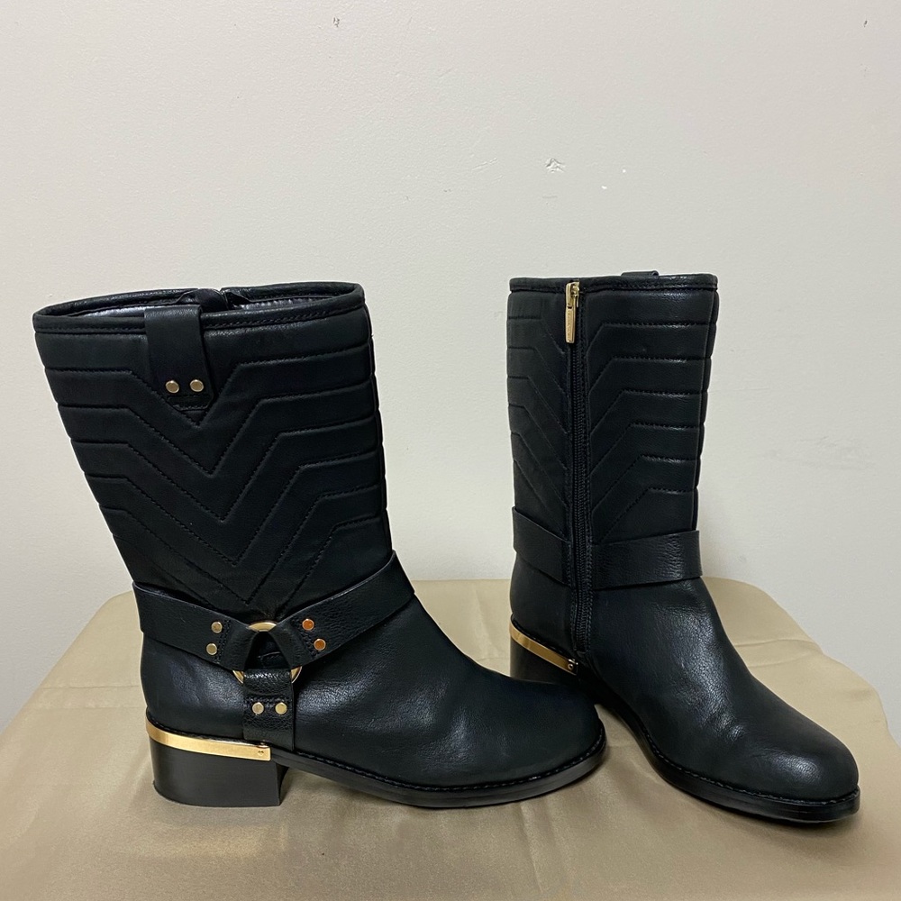 Vince Camuto Wadima Black Leather Moto boots  Women’s size 8